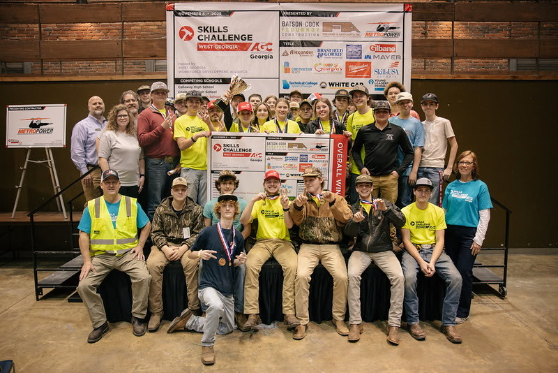 Large group photo of competing schools at the AGC West Georgia Skills Challenge